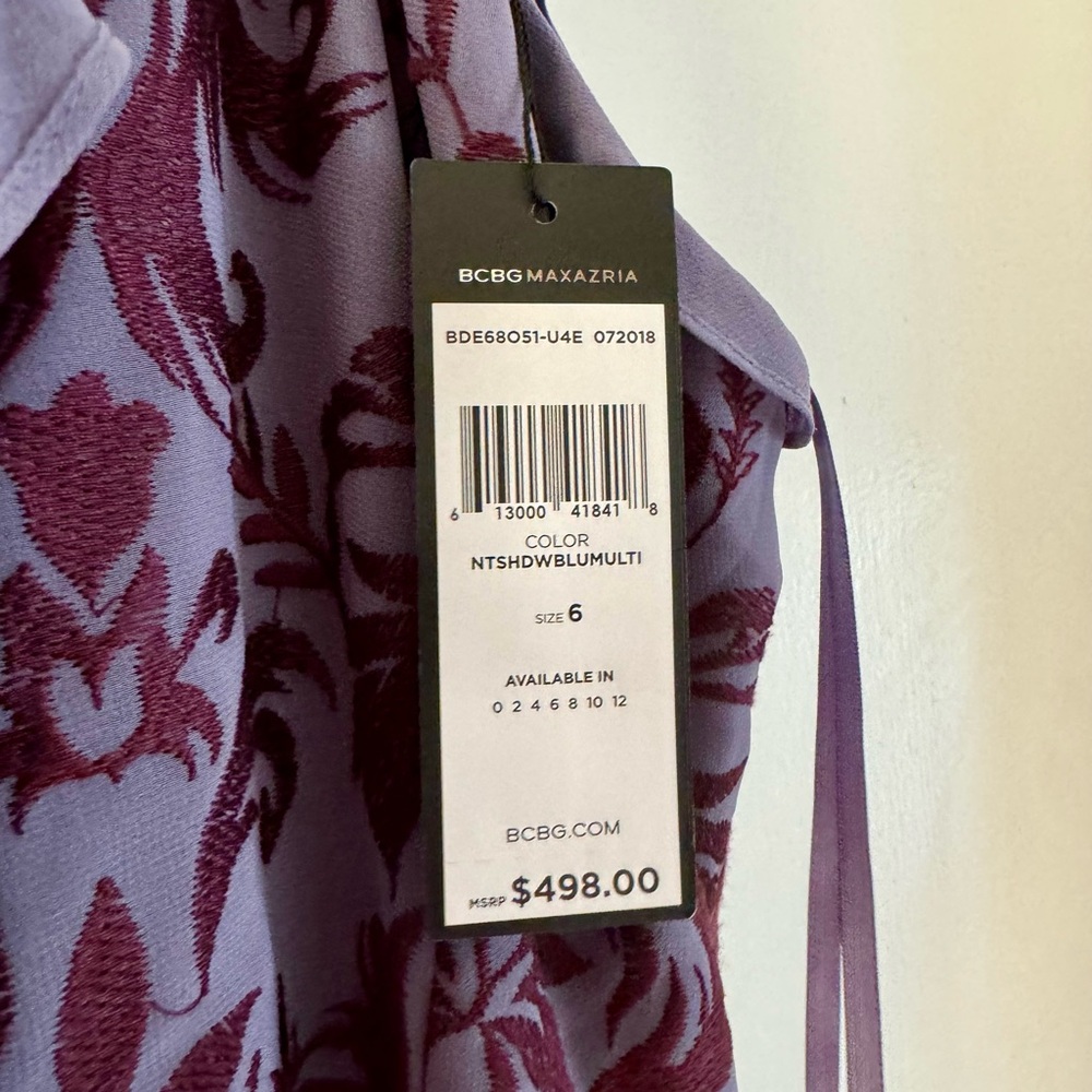 NWT BCBGMaxAzria Embroidered Purple Halter Gown. 6 - Picture 11 of 12